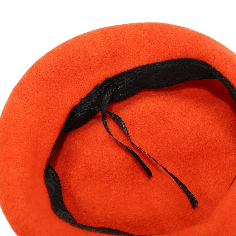 Halloween Cute Smile Embroidered Beret Pumpkin Hat sold by FloralTrip product image thumbnail 4