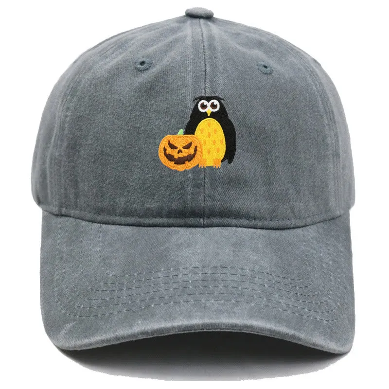 Halloween Pumpkin Owl Embroidered Baseball Cap Hat sold by FloralTrip product image thumbnail 5