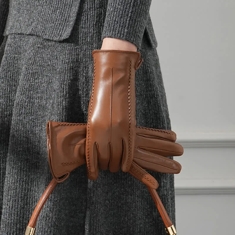 Women's Sheepskin Wrinkle Genuine Leather Leather Gloves sold by FloralTrip