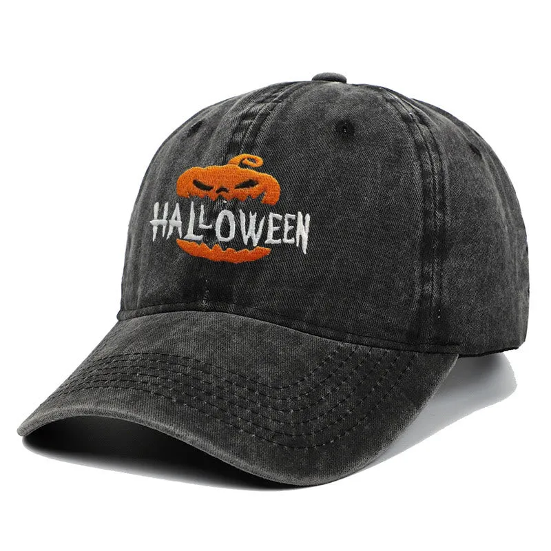 Halloween Horror Pumpkin Embroidered Baseball Cap Hat sold by FloralTrip