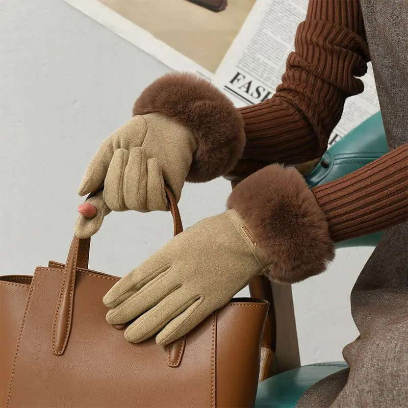 Women's Warmer Plush Fluffy Wrist Touch Screen Gloves sold by FloralTrip product image thumbnail 3