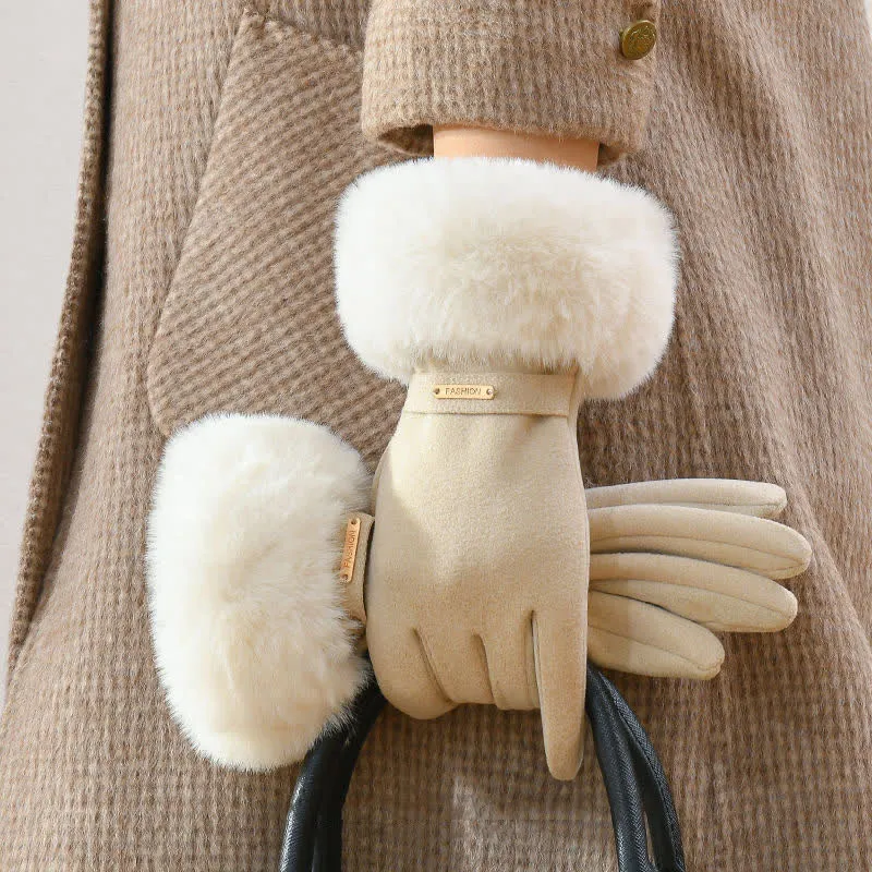 Women's Warmer Plush Fluffy Wrist Touch Screen Gloves sold by FloralTrip