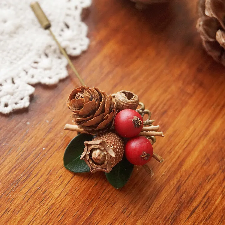 Handmade Creative Pinecone & Berry Brooch sold by FloralTrip product image thumbnail 2