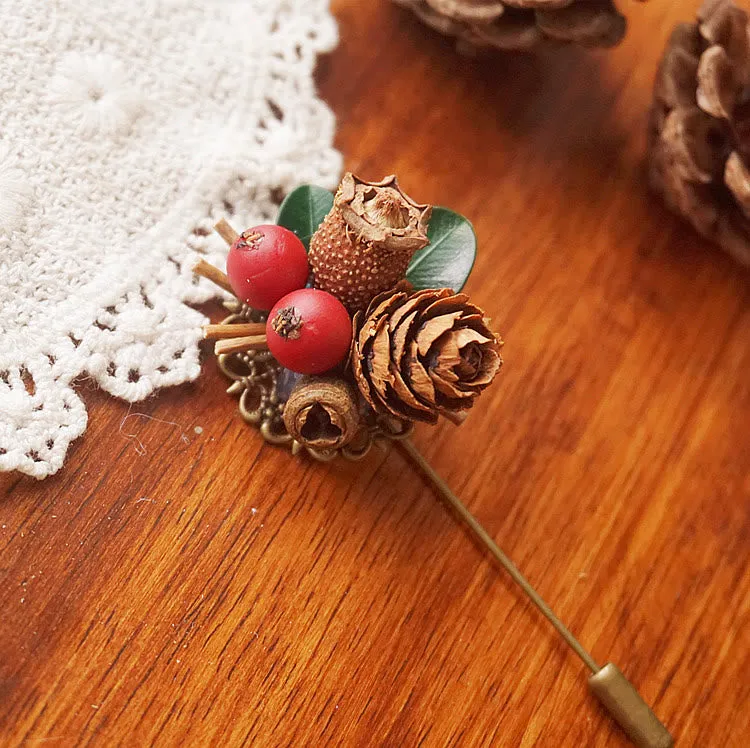 Handmade Creative Pinecone & Berry Brooch sold by FloralTrip product image thumbnail 3