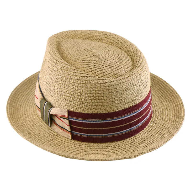 Colorful Striped Band Bow Men's Woven Cowboy Hat sold by FloralTrip product image thumbnail 4
