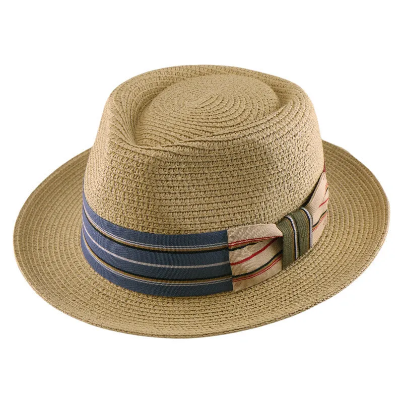 Colorful Striped Band Bow Men's Woven Cowboy Hat sold by FloralTrip product image thumbnail 5