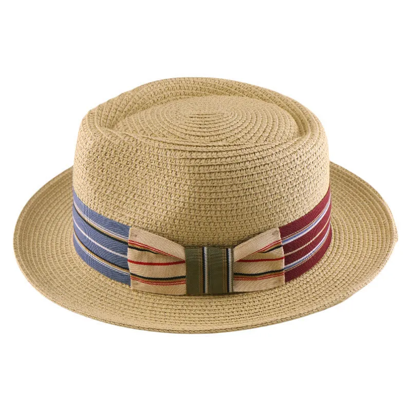 Colorful Striped Band Bow Men's Woven Cowboy Hat sold by FloralTrip product image thumbnail 3