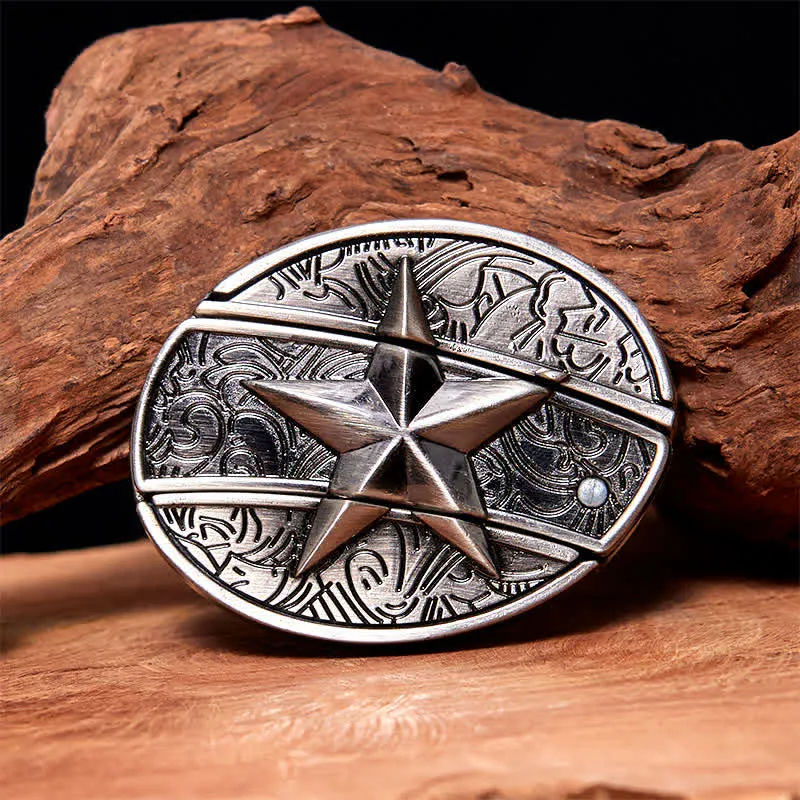 Men's DIY Pentagram Hidden Folding Knife Leather Belt sold by FloralTrip