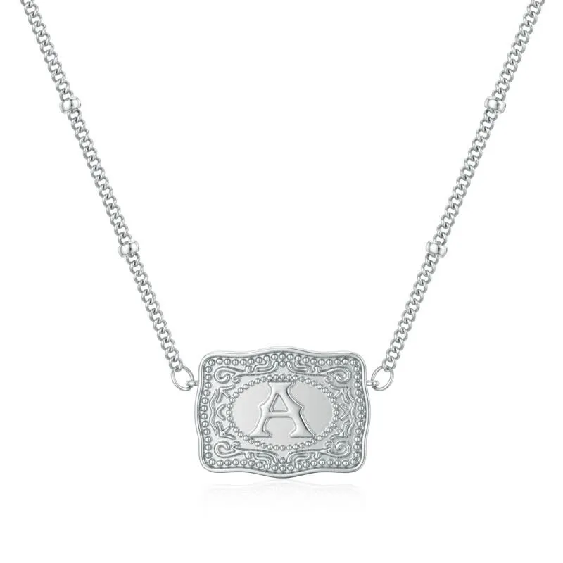 FREE Today:Silver Mini Embossed Initial Letter Necklace sold by FloralTrip