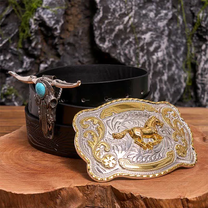 Gold Horse DIY Belt Buckle Turquoise Longhorn Bull Pendant Bundle Set sold by FloralTrip product image thumbnail 4