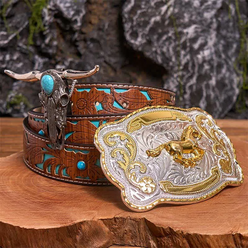 Gold Horse DIY Belt Buckle Turquoise Longhorn Bull Pendant Bundle Set sold by FloralTrip product image thumbnail 5