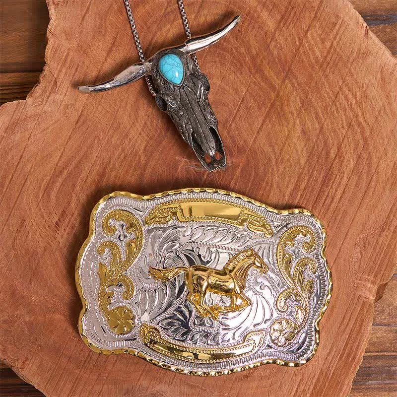 Gold Horse DIY Belt Buckle Turquoise Longhorn Bull Pendant Bundle Set sold by FloralTrip product image thumbnail 2