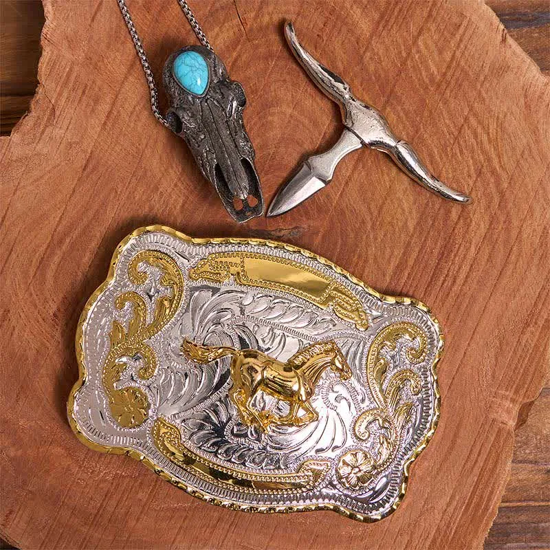 Gold Horse DIY Belt Buckle Turquoise Longhorn Bull Pendant Bundle Set sold by FloralTrip product image thumbnail 3