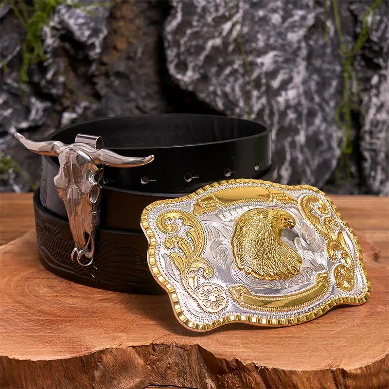 Gold Eagle Head DIY Belt Buckle Longhorn Bull Pendant Bundle Set sold by FloralTrip