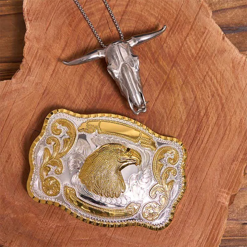 Gold Eagle Head DIY Belt Buckle Longhorn Bull Pendant Bundle Set sold by FloralTrip product image thumbnail 2
