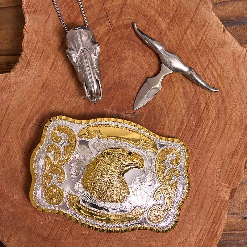Gold Eagle Head DIY Belt Buckle Longhorn Bull Pendant Bundle Set sold by FloralTrip product image thumbnail 3