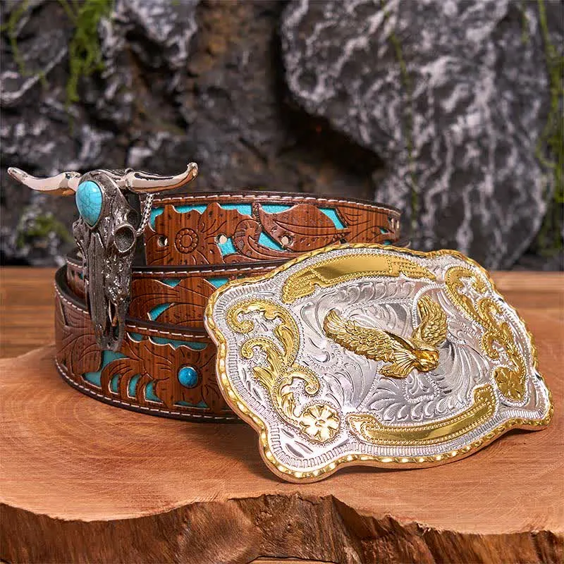 Gold Eagle DIY Belt Buckle Turquoise Longhorn Bull Pendant Bundle Set sold by FloralTrip product image thumbnail 4