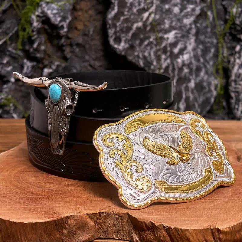 Gold Eagle DIY Belt Buckle Turquoise Longhorn Bull Pendant Bundle Set sold by FloralTrip