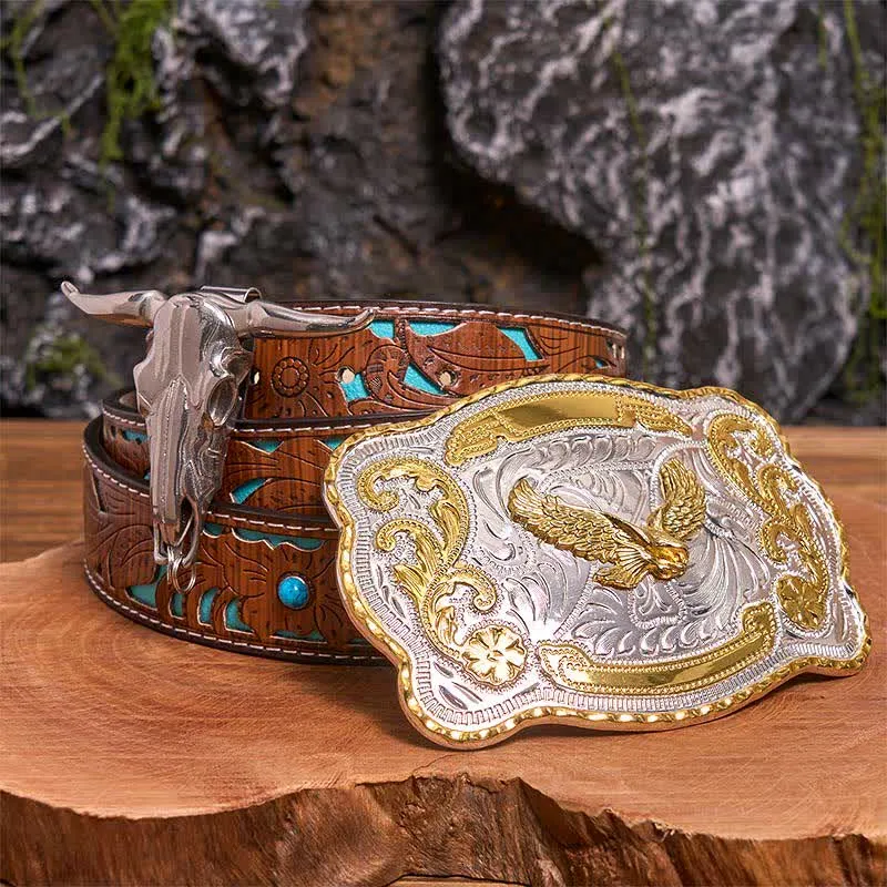 Gold Flying Eagle DIY Belt Buckle Longhorn Bull Pendant Bundle Set sold by FloralTrip product image thumbnail 4