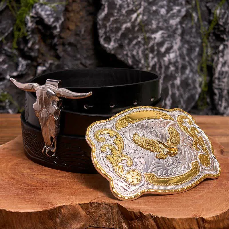 Gold Flying Eagle DIY Belt Buckle Longhorn Bull Pendant Bundle Set sold by FloralTrip