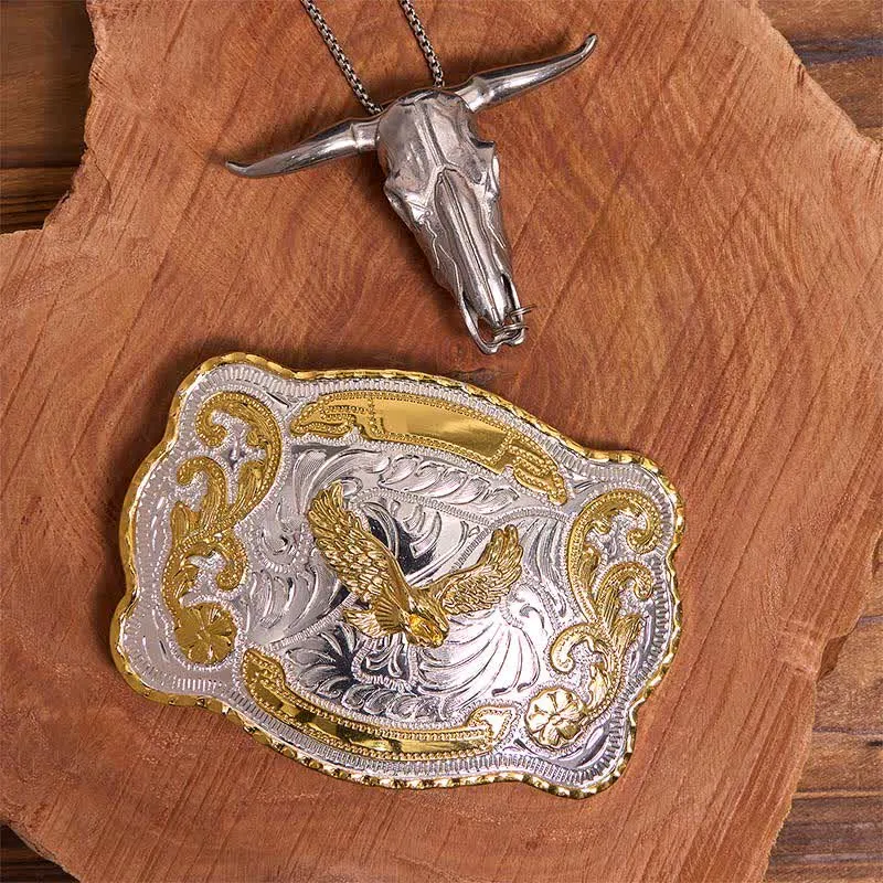 Gold Flying Eagle DIY Belt Buckle Longhorn Bull Pendant Bundle Set sold by FloralTrip product image thumbnail 2