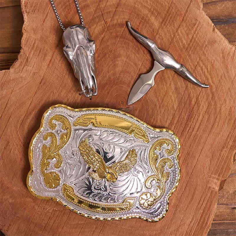 Gold Flying Eagle DIY Belt Buckle Longhorn Bull Pendant Bundle Set sold by FloralTrip product image thumbnail 3
