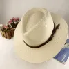 Hand Woven Solid Color With Strap Men's Cowboy Hat sold by FloralTrip