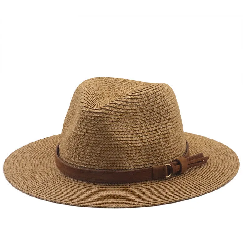 Outdoor Sunshade Knitted Men's Cowboy Hat With Brown Belt sold by FloralTrip