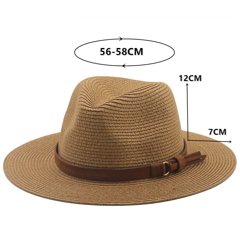Outdoor Sunshade Knitted Men's Cowboy Hat With Brown Belt sold by FloralTrip product image thumbnail 2