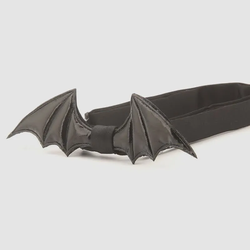 Halloween Party Costume Black Bat Wing Leather Bow Tie sold by FloralTrip product image thumbnail 2