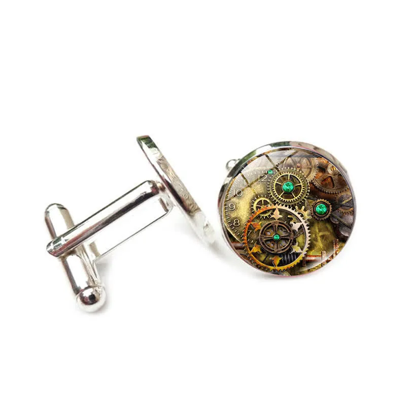 Vintage Charm Steampunk Gears Pattern Cufflinks sold by FloralTrip product image thumbnail 3
