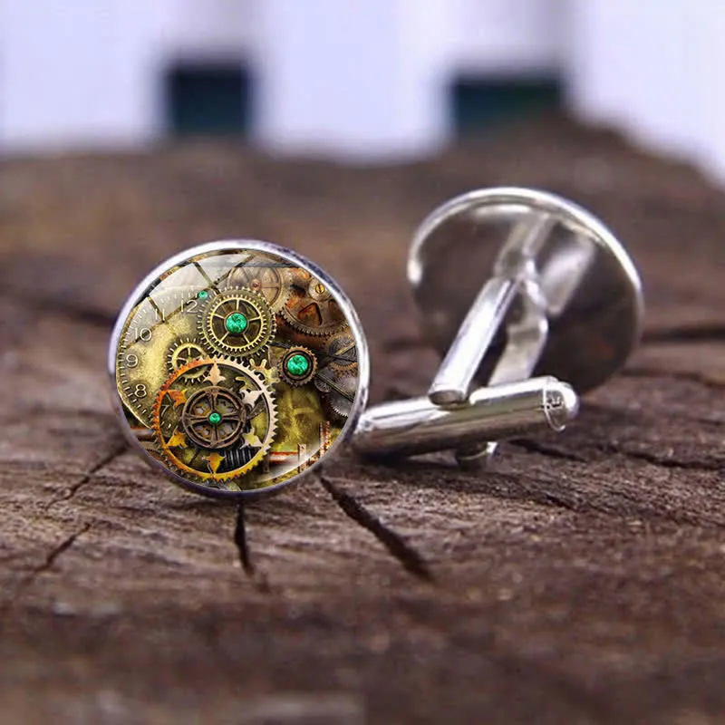 Vintage Charm Steampunk Gears Pattern Cufflinks sold by FloralTrip