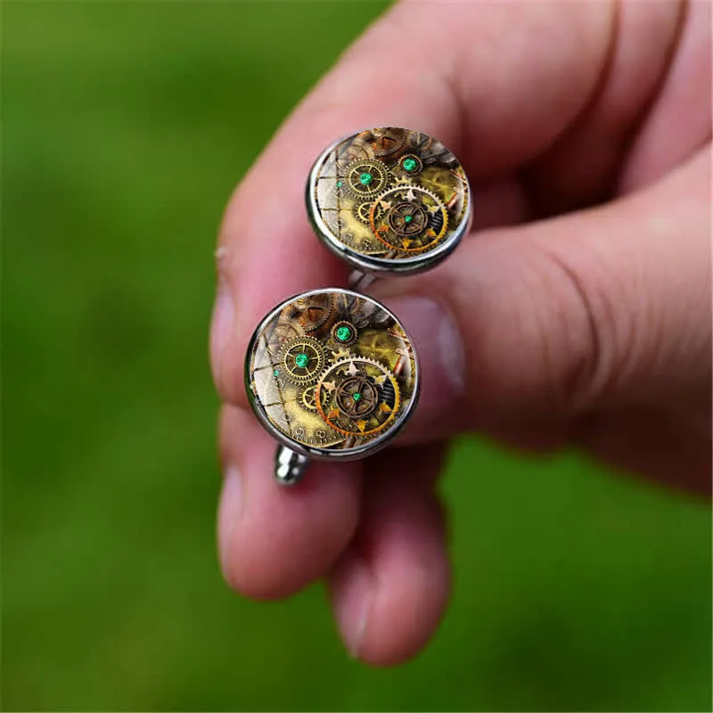 Vintage Charm Steampunk Gears Pattern Cufflinks sold by FloralTrip product image thumbnail 5