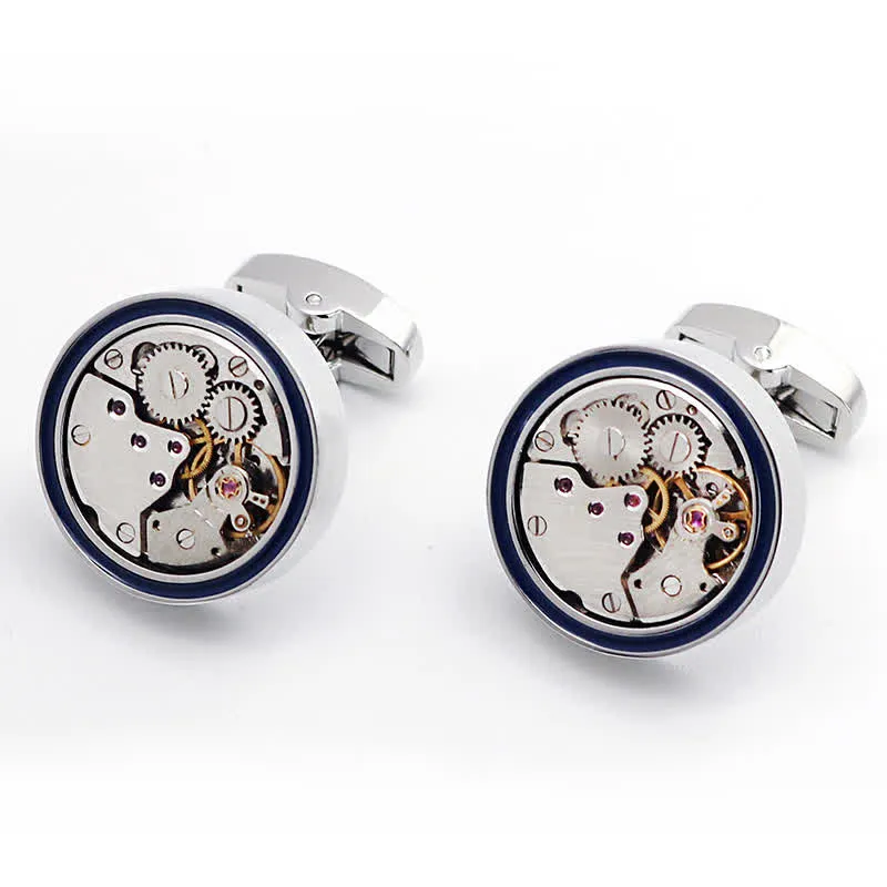 Mechanical Movements Shape Steampunk Gears Blue Ring Cufflinks sold by FloralTrip product image thumbnail 4