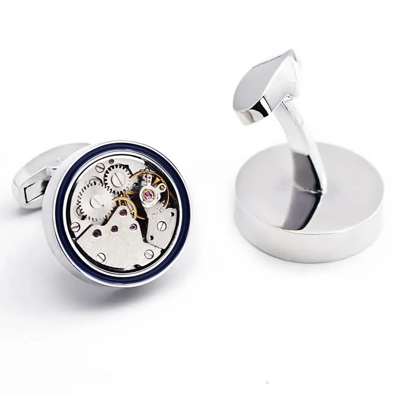 Mechanical Movements Shape Steampunk Gears Blue Ring Cufflinks sold by FloralTrip