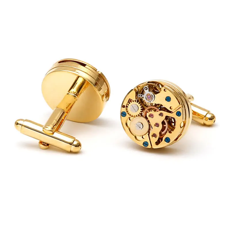 Exquisite Gold Mechanical Steampunk Gears Cufflinks sold by FloralTrip