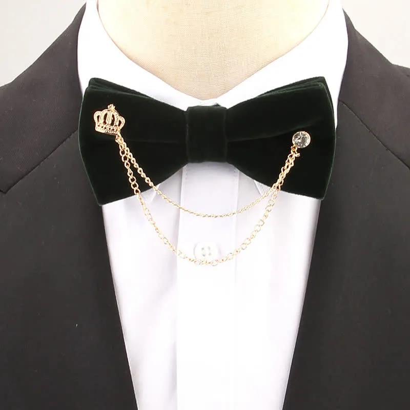 Double Layered Golden Chain Solid Color Velvet Bow Tie sold by FloralTrip product image thumbnail 5