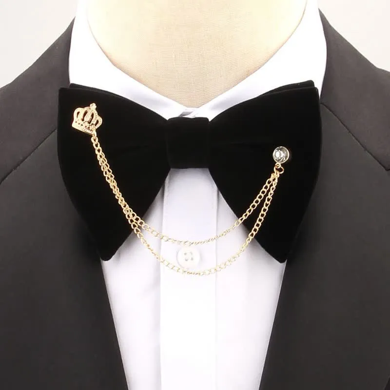 Golden Chain Solid Color Velvet Oversized Pointed Bow Tie sold by FloralTrip product image thumbnail 3