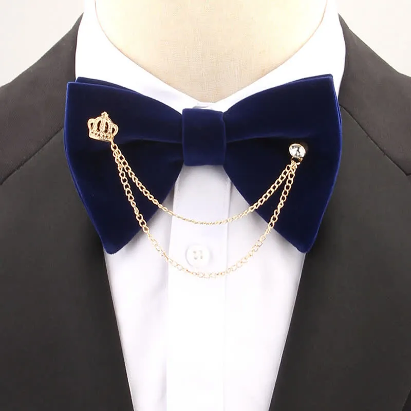 Golden Chain Solid Color Velvet Oversized Pointed Bow Tie sold by FloralTrip product image thumbnail 5
