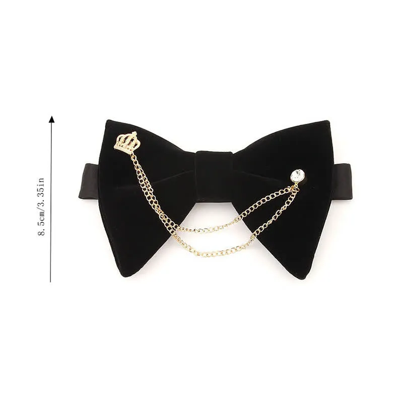 Golden Chain Solid Color Velvet Oversized Pointed Bow Tie sold by FloralTrip product image thumbnail 2