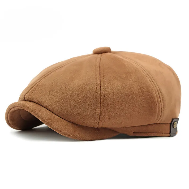 Retro Style Solid Color Suede Octagonal Beret Hat sold by FloralTrip