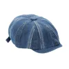 Denim Striped Newsboy Cap Octagonal Beret Hat sold by FloralTrip