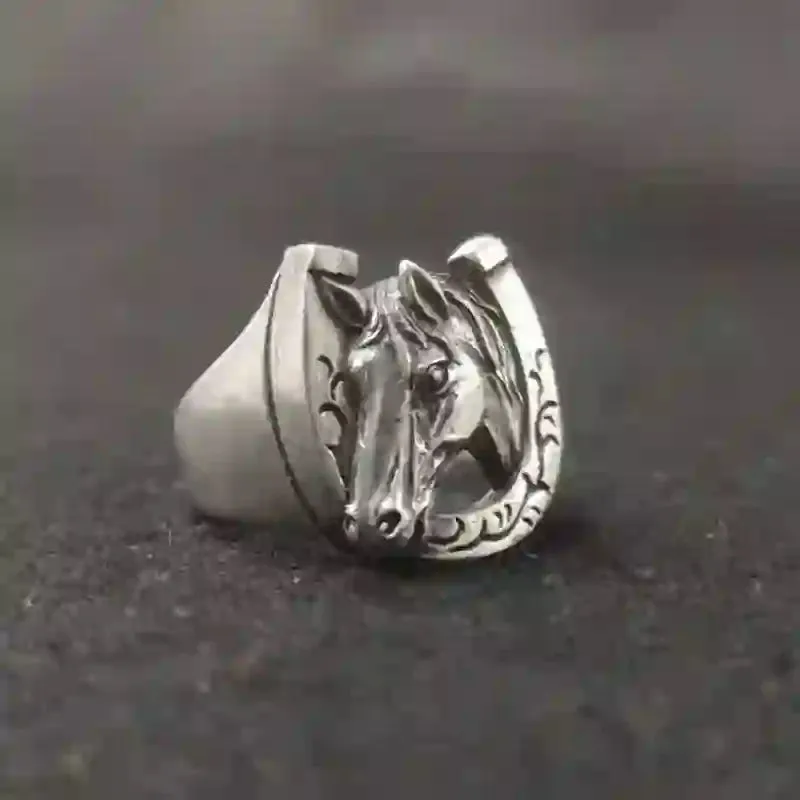 FREE Today: Men's Silver Horse Head U-shaped Opening Adjustable Ring sold by FloralTrip product image thumbnail 3