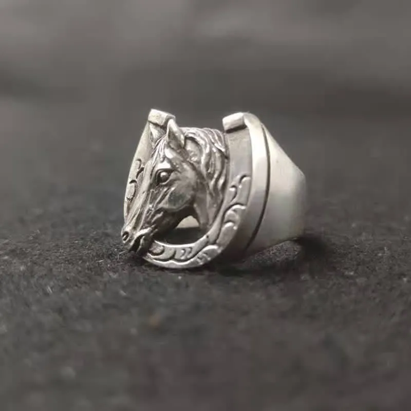 FREE Today: Men's Silver Horse Head U-shaped Opening Adjustable Ring sold by FloralTrip product image thumbnail 4