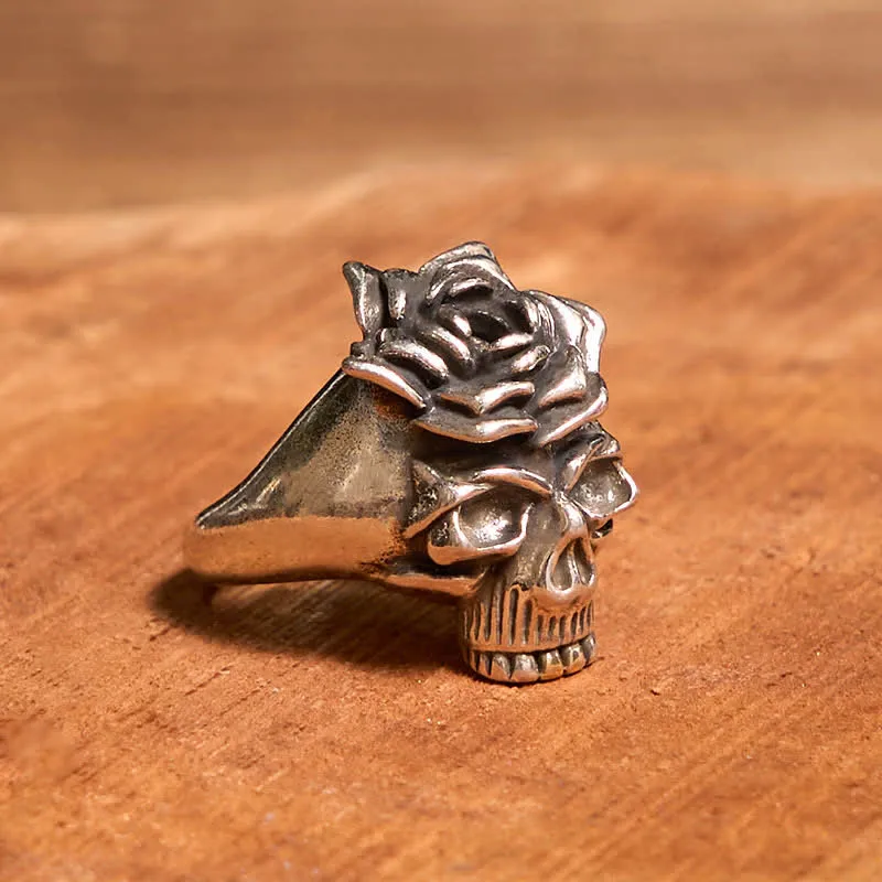 Men's Sliver Rose Skull Opening Adjustable Ring sold by FloralTrip product image thumbnail 2