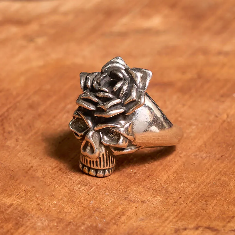 Men's Sliver Rose Skull Opening Adjustable Ring sold by FloralTrip product image thumbnail 3