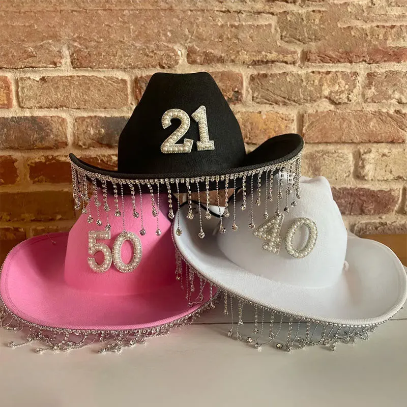 Fashion Tassel Pearl DIY Digital Letter Sticker Cowboy Hat sold by FloralTrip