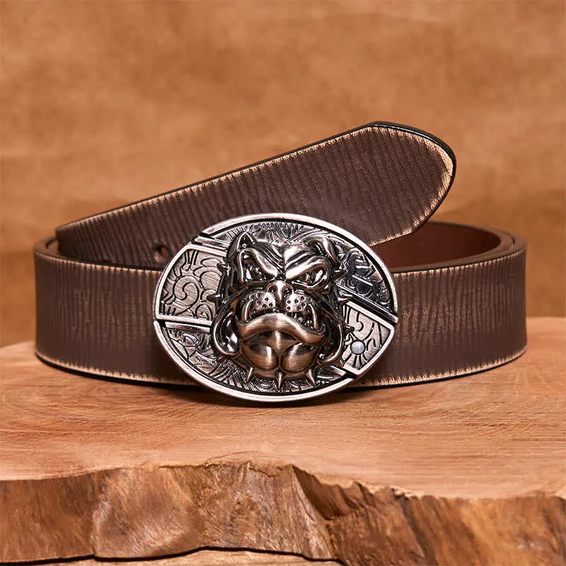 Men's DIY Fierce Dog Hidden Folding Knife Leather Belt sold by FloralTrip