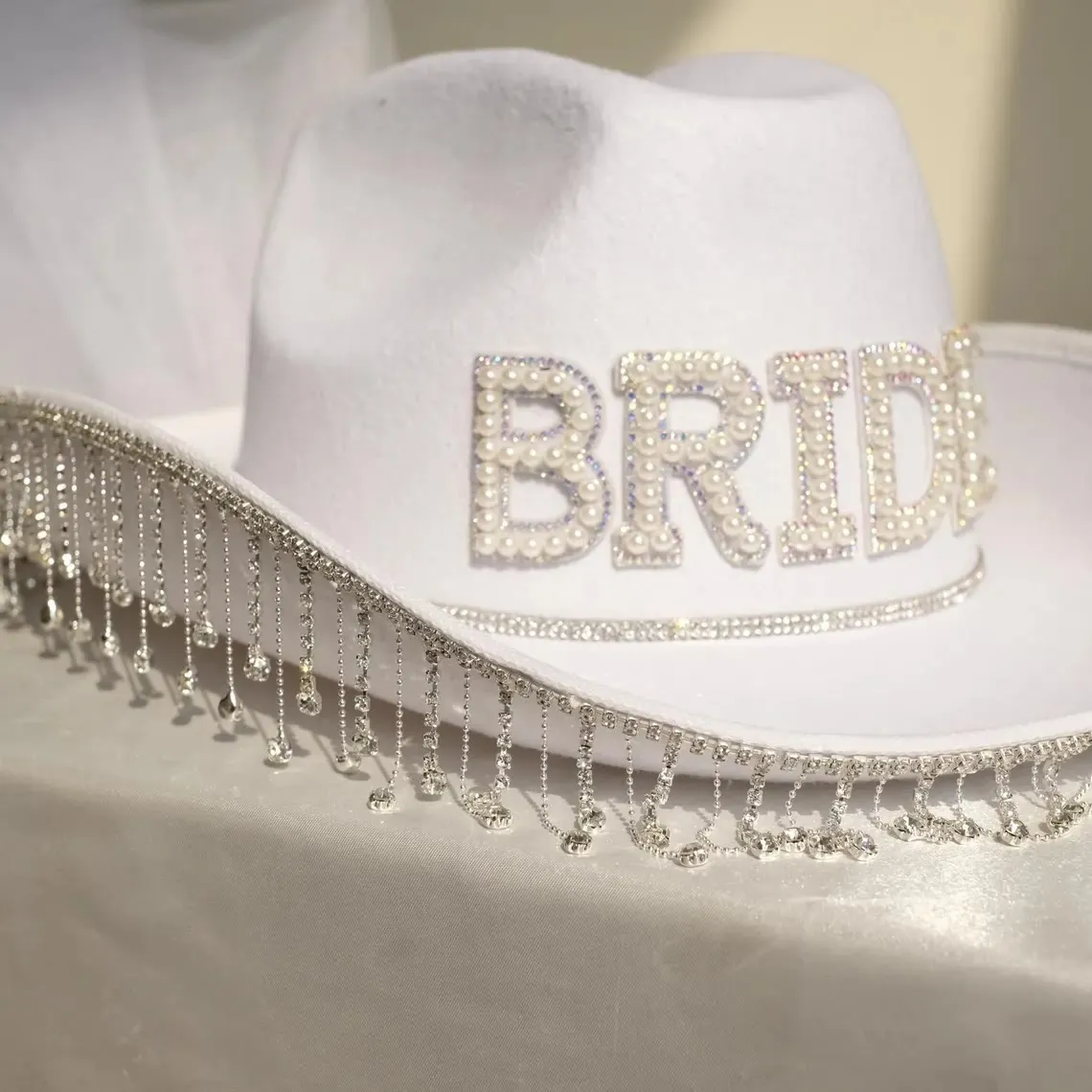 Exquisite Tassel BRIDE Pearl Inlaid Cowboy Hat sold by FloralTrip