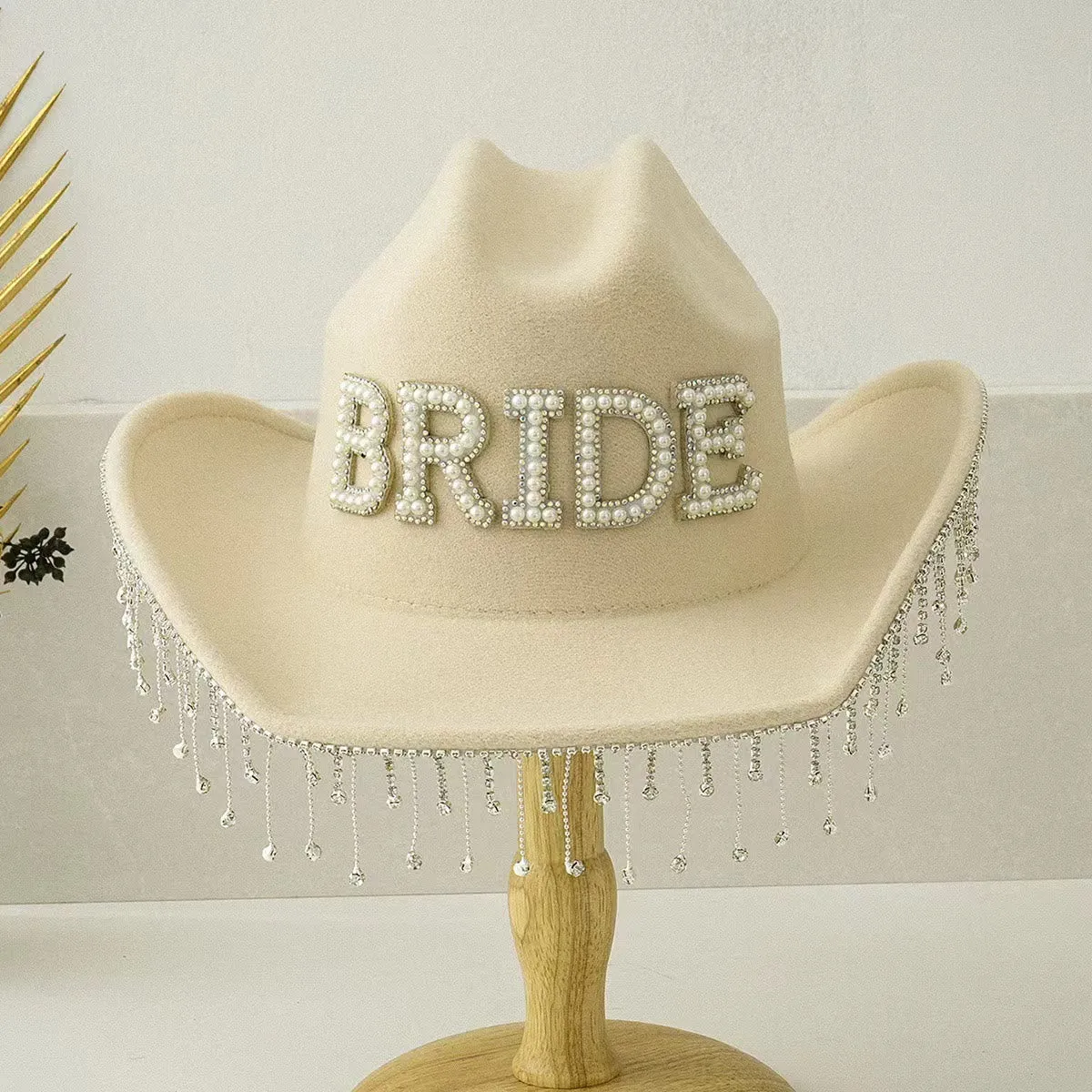 Exquisite Tassel BRIDE Pearl Inlaid Cowboy Hat sold by FloralTrip product image thumbnail 5